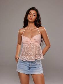 TRNVIE Damen Spaghettiträger Camisole mit Spitze, Resort-Stil, Frühling/Sommer