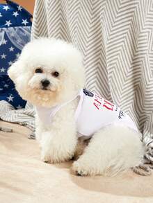 PETSIN 独立日眼镜字母条纹印花宠物背心 1 件 - 彩色 - 查看 6