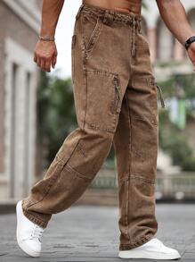 Manfinity Homme 男士纯色口袋休闲百搭街头风格牛仔裤