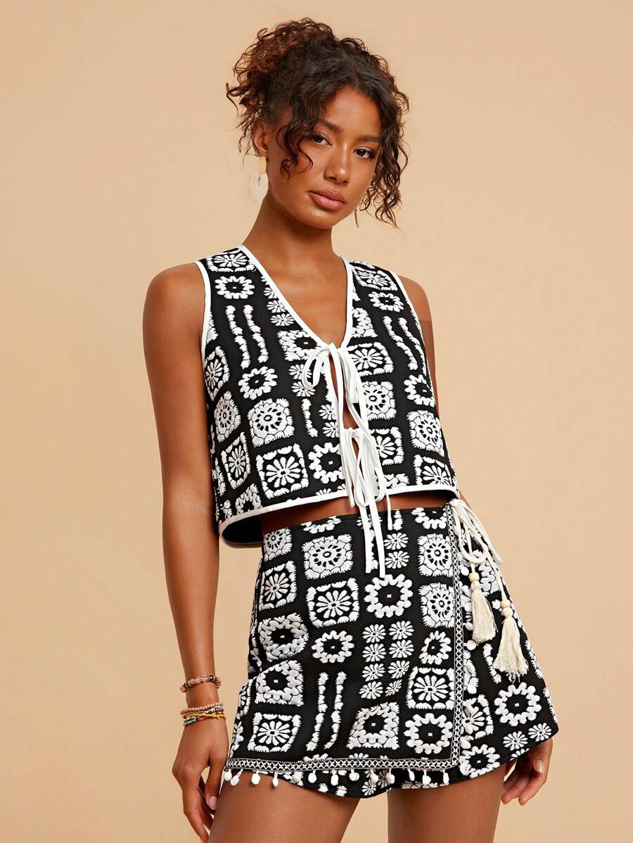 Travachic 2 件套女式度假休闲提花抽绳上衣和短裤套装、女式两件套、度假风格、度假、女士沙滩装、女士度假装、度假、度假风格、女式两件套夏季装、女式夏季两件套、女式夏季两件套、女式夏季两件套、节日两件套、夏季两件套、女式两件套、夏季两件套