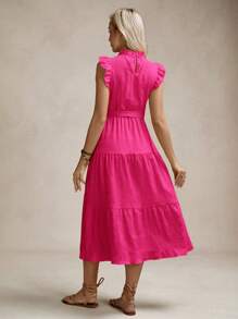 SHEIN LUNE Women's Short Sleeve Tie Waist Dress