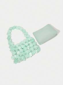 SHECARRY 女士花卉装饰时尚日常单肩包 - 綠色 - 查看 7