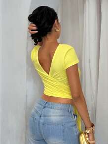 Glamine Débardeur réversible à nœud jaune pour femmes, convient pour les vêtements d'été et d'automne des femmes, retour à l'école