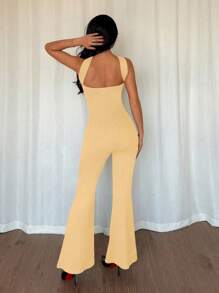 Islaluna Mono ajustado con escote pronunciado en V y decoración de hebilla metálica, sexy