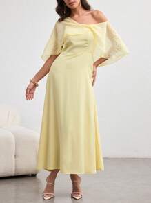 Modelyn Váy vàng thêu dây đeo vai, Xuân/Hè - Màu vàng - Xem 3