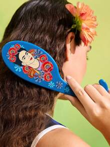 Frida Kahlo X SHEIN 1pc Figure Graphic Hangable Air Cushion Comb To Unclog Hair And Massage Scalp,Artistic, Elegant