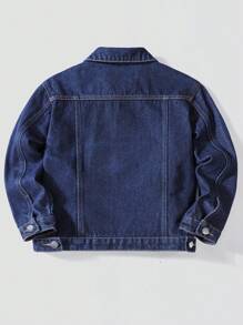 Jaqueta Denim Casual Masculina com Gola Virada para Baixo e Bolso Grande, Solta e Versátil