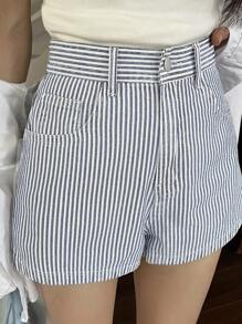 DAZY Women's Summer Striped A-Line Casual Street Short Shorts, Sexy Denim Denim Shorts,Back To School Clothes