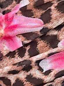 Swim EVENT 女士豹纹花卉印花度假沙滩泳衣套装