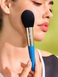 Frida Kahlo X SHEIN 5 件图形雕刻化妆刷套装，包括散粉刷 + 眼影刷 + 大眼影刷 + 细节眼影刷 + 化妆刷收纳袋，刷毛柔软，具有强大的抓粉和放粉能力，适合初学者轻松打造精致妆容，花朵，艺术，优雅 - 藍色 - 查看 5