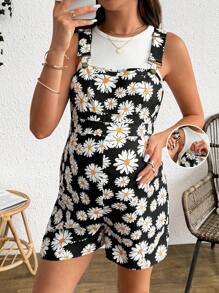 SHEIN 女士雏菊花卉印花休闲孕妇连体裤 - 彩色 - 查看 1