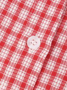 SHEIN Explorewe Blusa de cuadros rojos vintage para niña preadolescente, top casual de manga corta para volver al colegio 2025, adecuado para el estilo preppy y deportivo de los niños - Rojo - Ver 6
