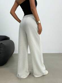 Teen Girls Casual Loose Fit Low Waist Drawstring Waistband Wide Leg Sweatpants, Suitable For Spring, Summer, Autumn And Winter Fall