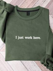 INAWLY Women Sweatshirt I Just Work Here Sweatshirt, Funny Sweatshirt, Sarcastic Sweater, Crewneck, Meme, Best Friend Gift, Adult Humor Pullover, Sweatshirt For Autumn/Winter, Gift For Her, Holiday Sweatshirt, Fashion Now, Fashion, Aesthetic Sweatshirt, Siblings Gift, Gift For Sister Graduation,Back To School,Graduation,Teacher For Women,Back To School Fall - Green - View 1