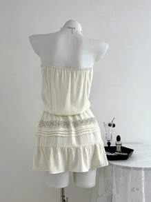 Elamini 女士亮片装饰露肩迷你连衣裙 - 杏色 - 查看 3