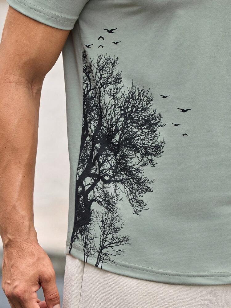 Men T-Shirts Fit Crew Neck Short Sleeve Graphic Tee Eagle Simple Fashion Men Clothes Summer Knit Top