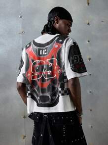 NEON BLANC Men's Street Fashion Knit Short Sleeve Printed Round Neck T-Shirt, Suitable For Summer