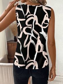 SHEIN Clasi Top de tirantes con cuello en V de rayas geométricas casual para mujer, adecuado para el verano - Multicolor - Ver 2