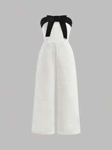 SHEIN 女童纯色休闲连体裤 儿童连体裤 女童连体裤 幼儿女童连体裤 女童连体裤 蝴蝶结连体裤 女童秋冬