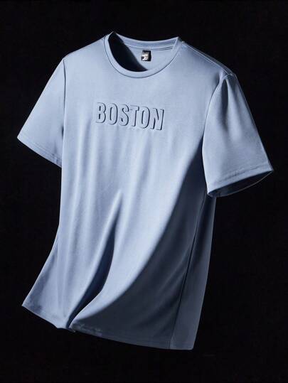 NEON BLANC Camiseta de hombre con estampado de letras en relieve, edición de verano, estilo urbano