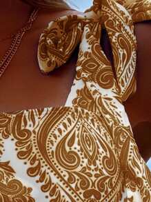 Swim Vcay 女士花卉印花系肩连体泳衣，假日风格