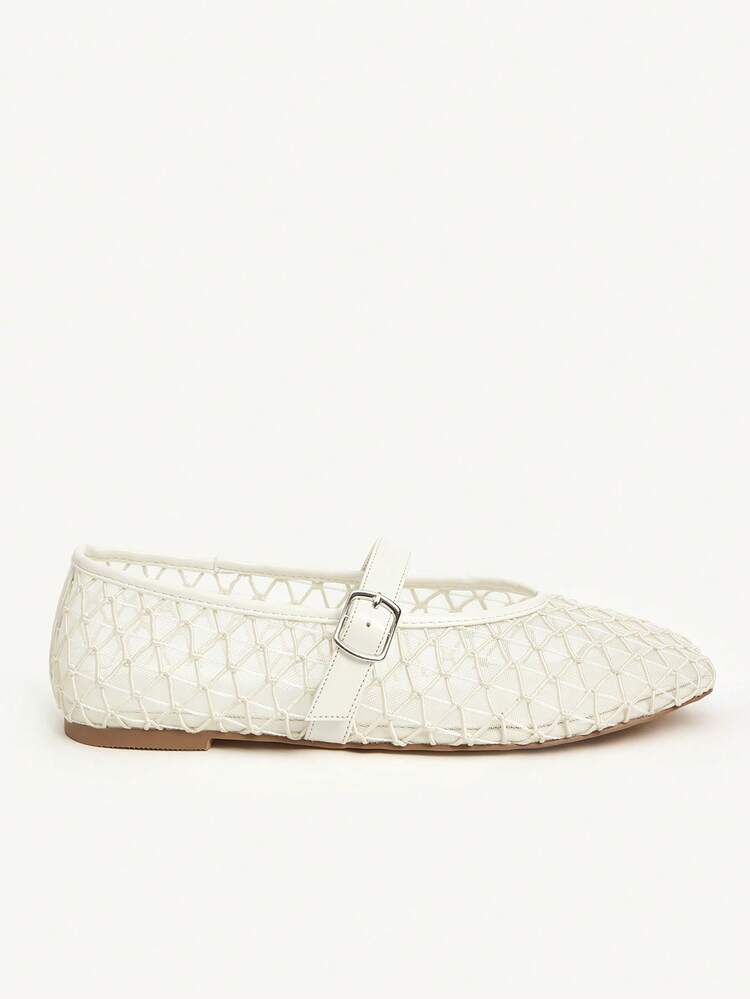 CUCCOO CHICEST Bailarinas de malla marrón de punta redonda, elegantes zapatos de mujer casuales de estilo Mary Jane para el verano, para tomar el té, citas, escuela y ocasiones formales