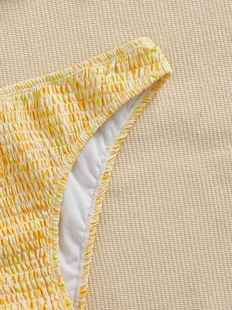 SHEIN Swim Mod Women's Vacation Beach Swimsuit Set For Summer - Yellow - View 5
