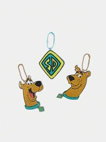 SCOOBY-DOO X SHEIN Happy & Cute Cartoon Pattern Crystal Painting Pendant Charm - Green - View 2