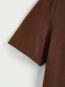 Manfinity LEGND Wild West Cowboy Bull Skull Graphic Regular Fit Brown T-Shirt For Men - Brown - View 4