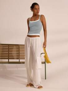 MUSERA Canotta elegante con spalline sottili a doppio strato, stile boho, adatta per vacanze, spiaggia, autunno, scuola, Natale