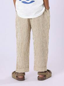 SUMWON 纹理套穿裤泡泡纱裤夏季长裤舒适抽绳腰休闲海滩度假日常穿着