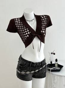 Elamini 女士节日镂空针织短开衫