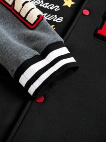 PAVTROS Manfinity Streetrush Men Slogan Print Long Sleeve Single-Breasted Casual Baseball Jacket, Fall - Multicolor - View 6