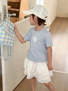 SHEIN Little Byeori Mädchen Lässig Set aus Kurzarm T-Shirt und Mini-Rock - Verschiedenfarbig - Übersicht 5