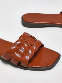 SHUZIA 女士时尚舒适蓬松编织带平底凉鞋