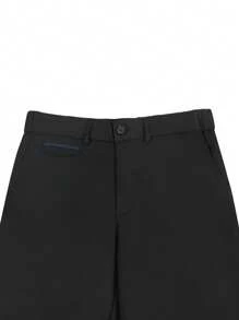 Manfinity Mode 男士休闲/商务纯色锥形西装裤 - 黑色 - 查看 7