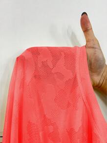 Easithlete Women's Camouflage Print Criss-Cross Back Sports T-Shirt