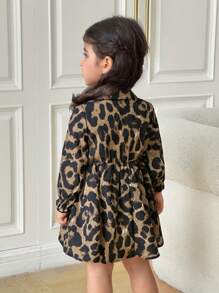 Mommy And Me Matching Outfits(2 Pieces Are Sold Separately)Babygirl Cute Vacation Street Style Leopard Print Long Sleeve Lapel Dress,Skin-Friendly And Soft Fabric To Protect Baby's Skin, Can Be Worn Indoors Or Outdoors, First Choice For Mothers - Multicolor - View 2