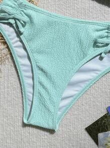 SHEIN Tween Girl Vacation Circular Hollow Drawstring One-Piece Swimsuit, Beach Wear - Green - View 3