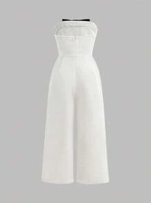 SHEIN 女童纯色休闲连体裤 儿童连体裤 女童连体裤 幼儿女童连体裤 女童连体裤 蝴蝶结连体裤 女童秋冬