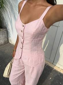 SHEIN EZwear Women Two Pieces Outfits For Daily Wear - Pink - View 3