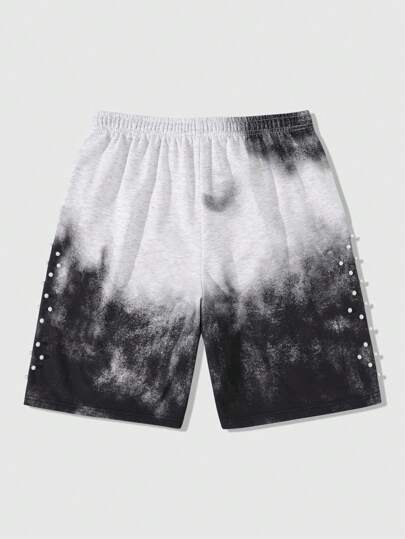 Street Life Men's Street Life Loose Fit Splash-Dyed Pearl Embellished Shorts