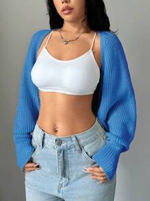 SHEIN Unity Cardigan ușor, fără mâneci, scurt, casual, versatil, pentru femei