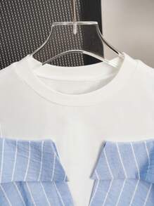 Franclia 女式条纹露肩T恤，二合一，夏季 - 彩色 - 查看 3