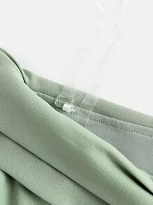 SHEIN Girlism 少女露肩褶皱优雅交叉下摆开衩鱼尾连衣裙，适合婚礼、生日派对、晚宴和伴娘场合。 - 綠色 - 查看 6