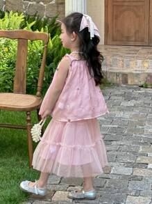 Dazy Kids Young Girl Autumn Clothes Top Set Vacation - Pink - View 4