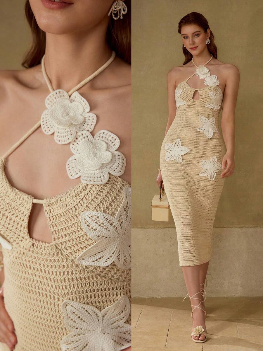 MOTF PREMIUM APPLIKATIONEN GEHÄKELTES KLEID