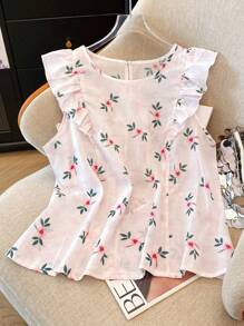 SHEIN LUNE Women's Plus Size Embroidered Colorful Print Cap Sleeve Blouse - Pink - View 3