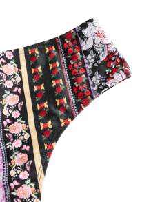 Swim Oasis Women Flower Printed Swimwear Set For Holiday And Beach For Summer Beach Vacation - Multicolor - View 5