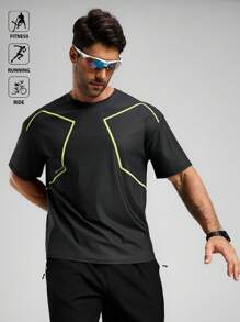 Acti Log 男士圆领短袖休闲健身运动T恤 - 深灰色 - 查看 7